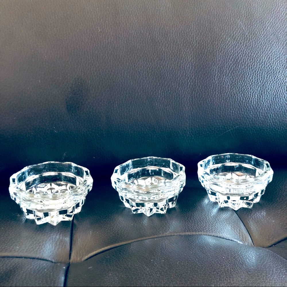 NWT American Whitehall Pillar Tapered Crystal Clear Set of 3 Candle Holder